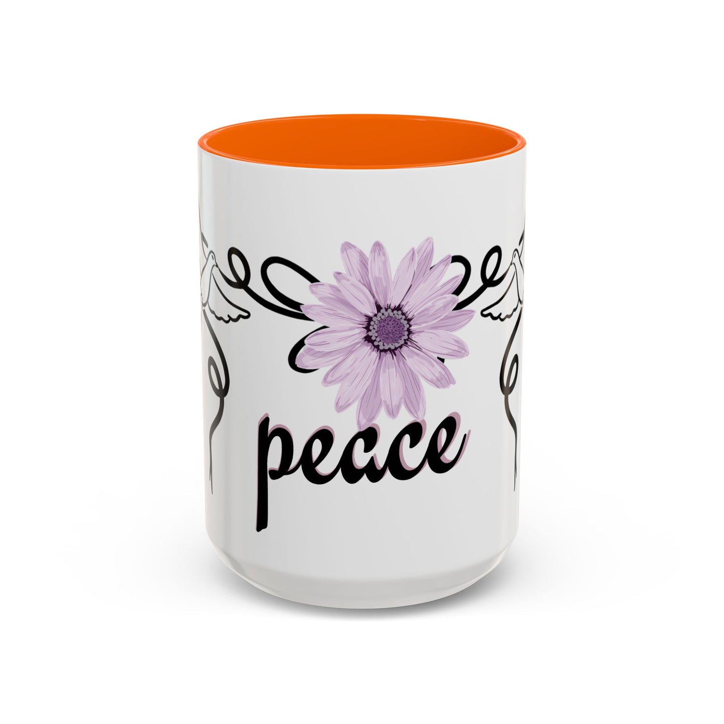 Accent Coffee Mug - Doves with Flower & Peace