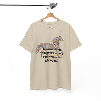 Unisex Heavy Cotton Tee Horse with a Quote Inspiring Success