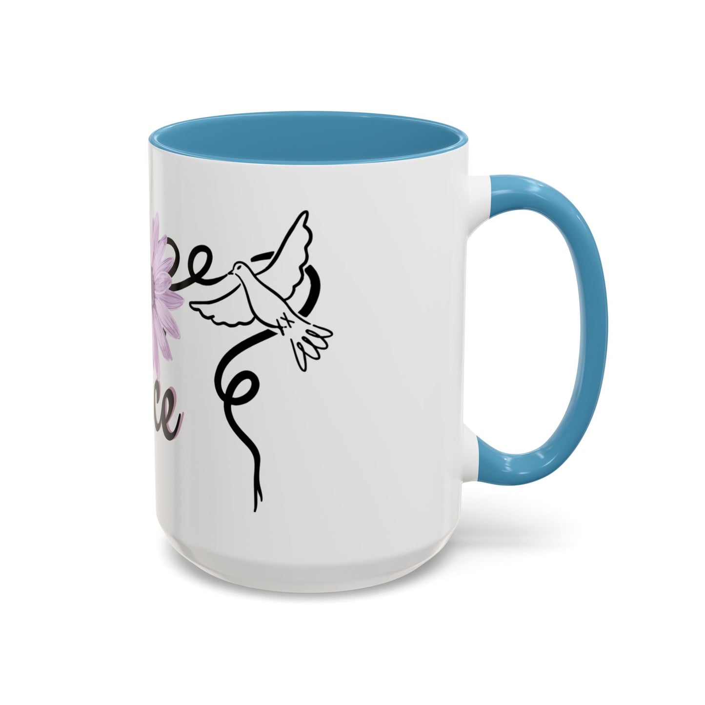 Accent Coffee Mug - Doves with Flower & Peace