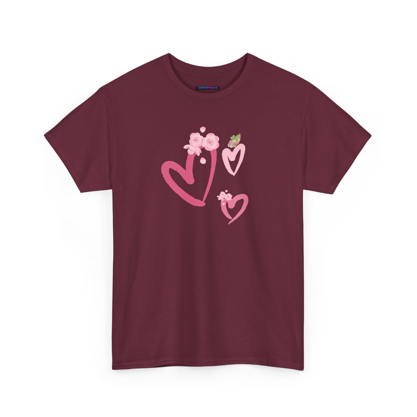 Unisex Heavy Cotton Tee Hearts Adorned
