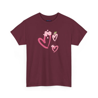 Unisex Heavy Cotton Tee Hearts Adorned