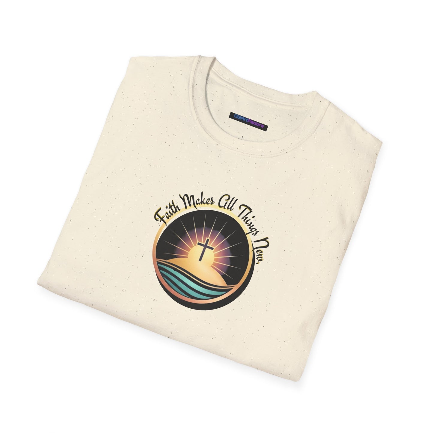 Unisex Softstyle T-Shirt - Shining Cross, Faith Makes All Things New