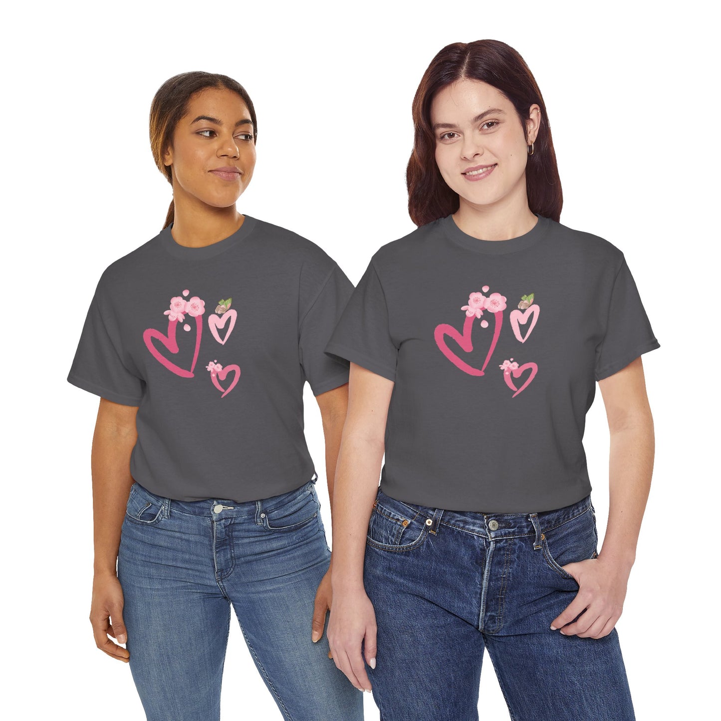 Unisex Heavy Cotton Tee Hearts Adorned