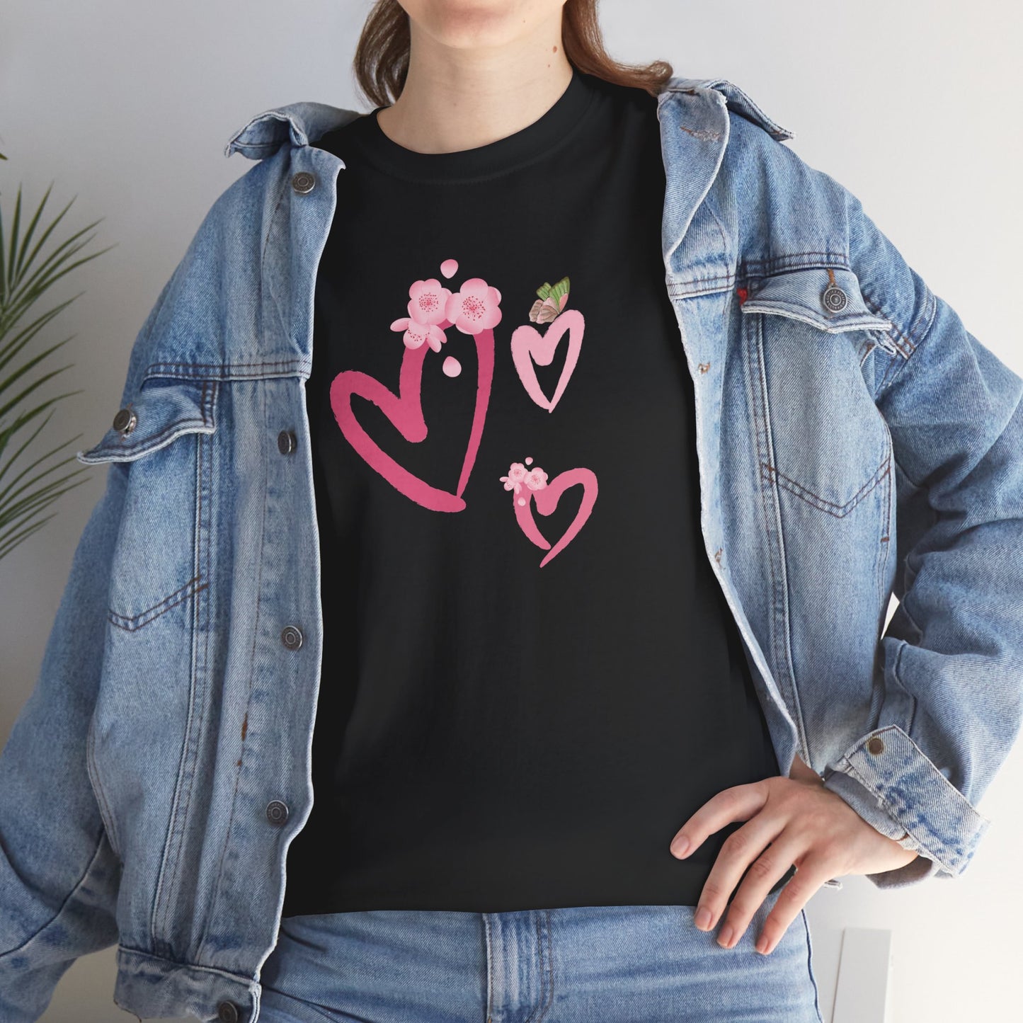 Unisex Heavy Cotton Tee Hearts Adorned