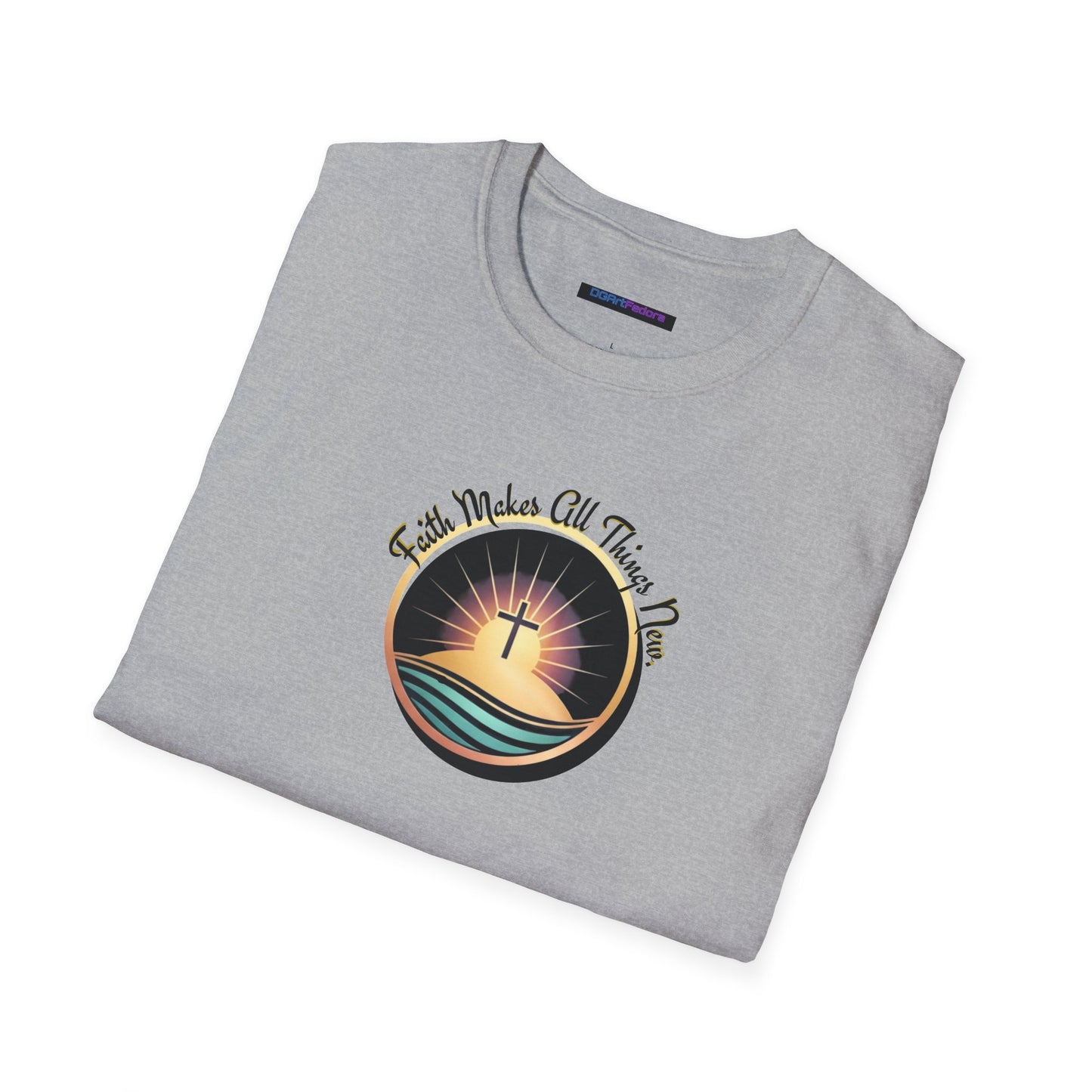 Unisex Softstyle T-Shirt - Shining Cross, Faith Makes All Things New