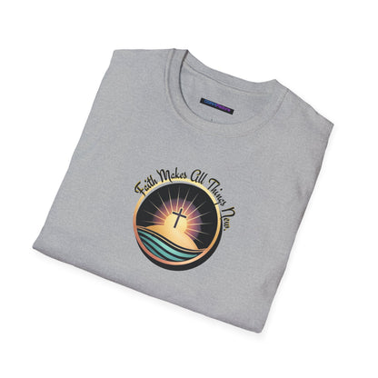 Unisex Softstyle T-Shirt - Shining Cross, Faith Makes All Things New