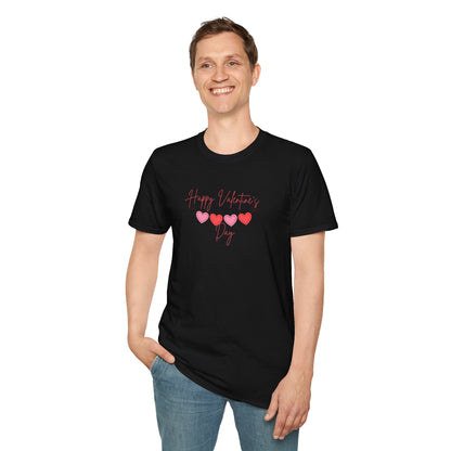 Unisex Softstyle T-Shirt Happy Valentine's Day Four Hearts