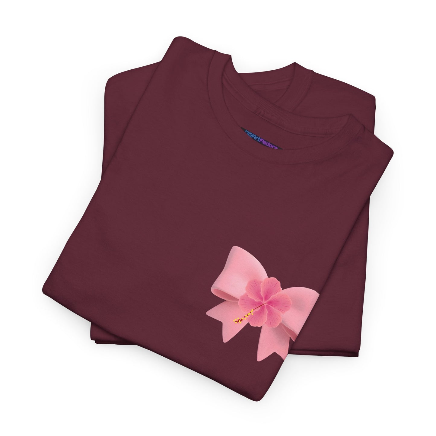 Cute Pink Bow with Flower Accent - Heavy Cotton Tee
