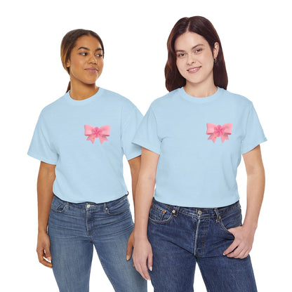 Cute Pink Bow with Flower Accent - Heavy Cotton Tee