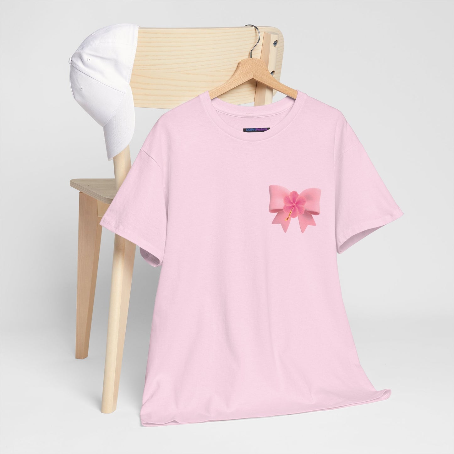 Cute Pink Bow with Flower Accent - Heavy Cotton Tee