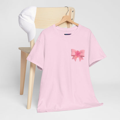 Cute Pink Bow with Flower Accent - Heavy Cotton Tee