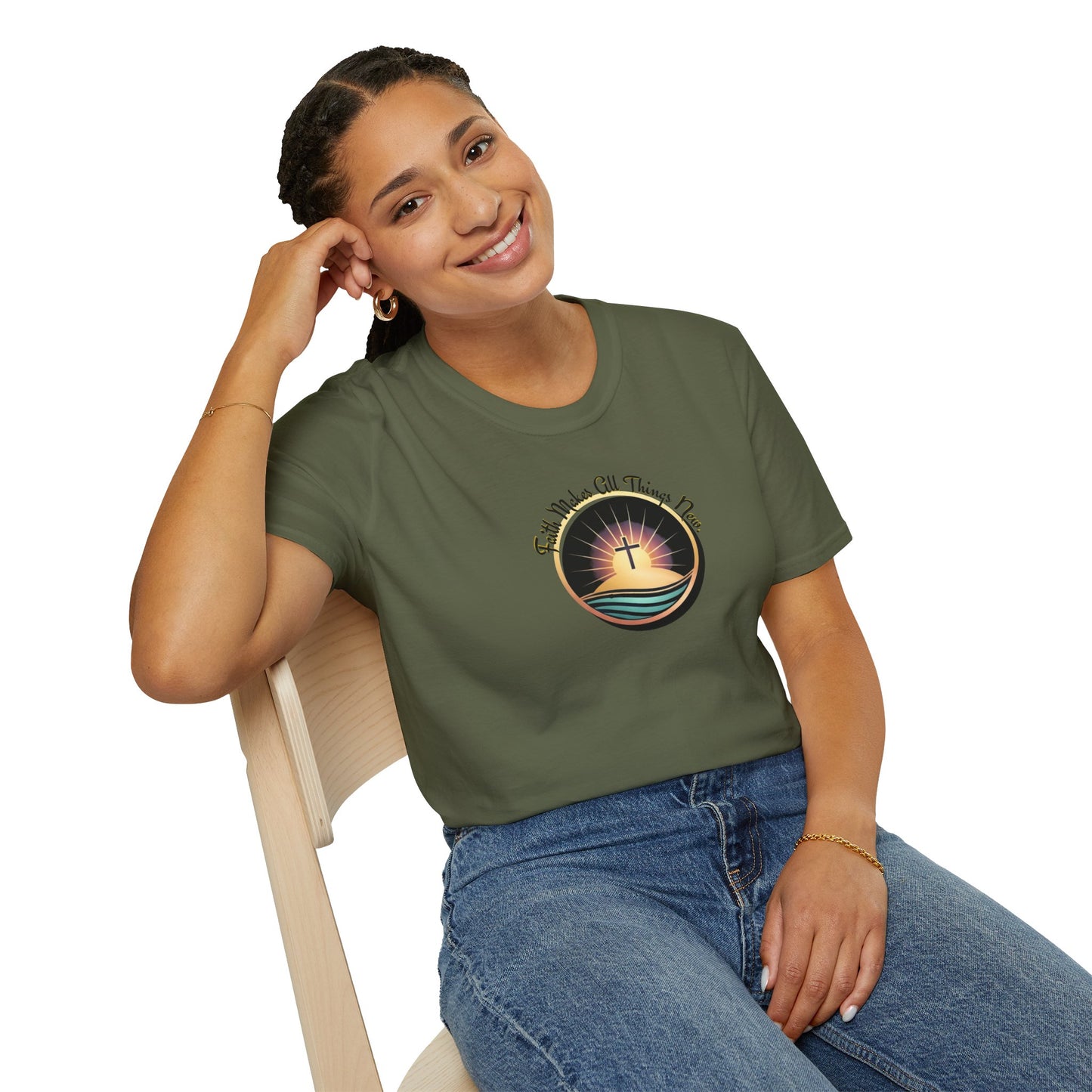 Unisex Softstyle T-Shirt - Shining Cross, Faith Makes All Things New