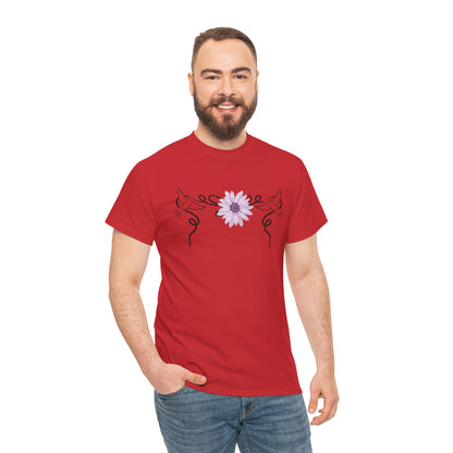 Unisex Heavy Cotton Tee - Doves with Flower