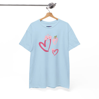 Unisex Heavy Cotton Tee Hearts Adorned