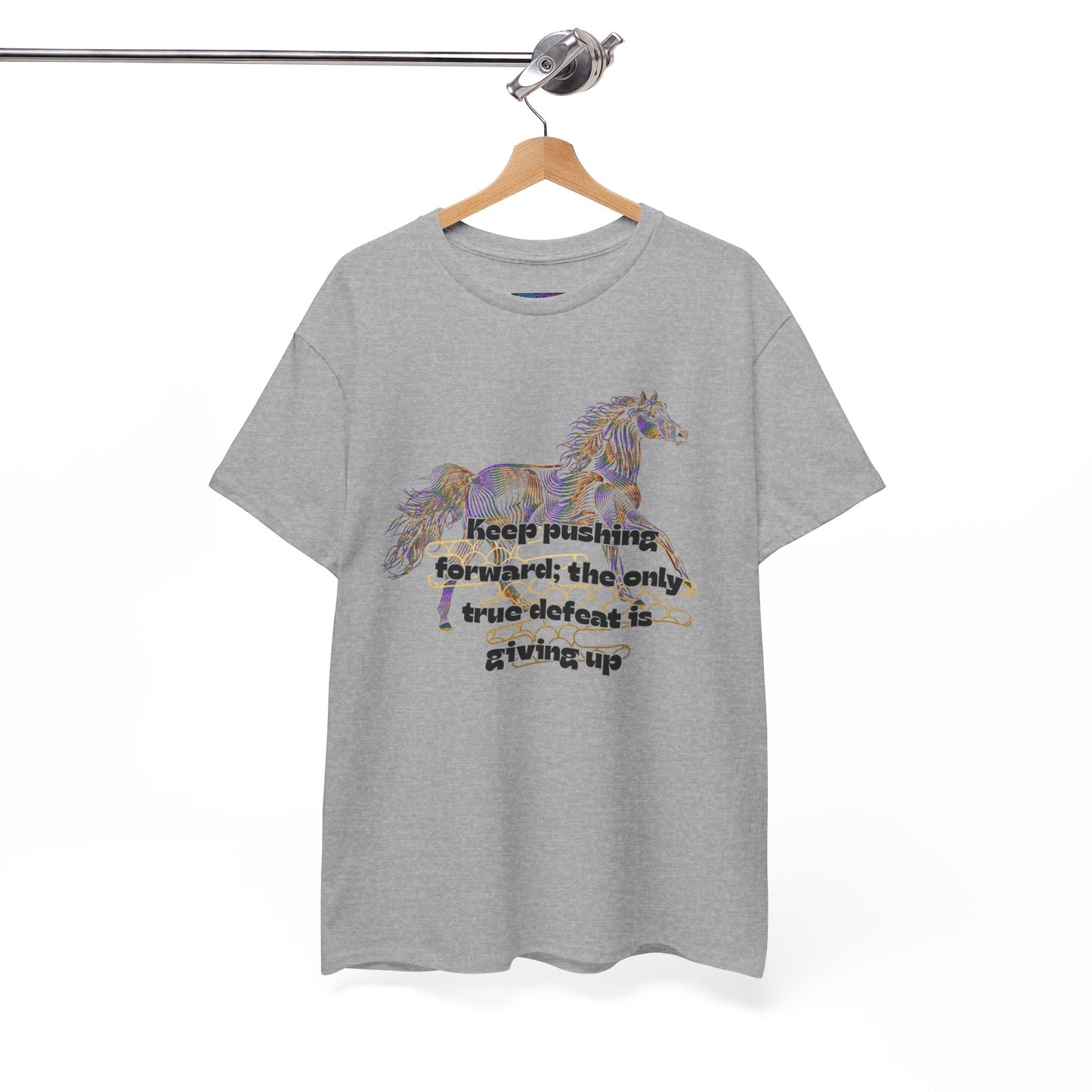 Unisex Heavy Cotton Tee Horse with a Quote Inspiring Success
