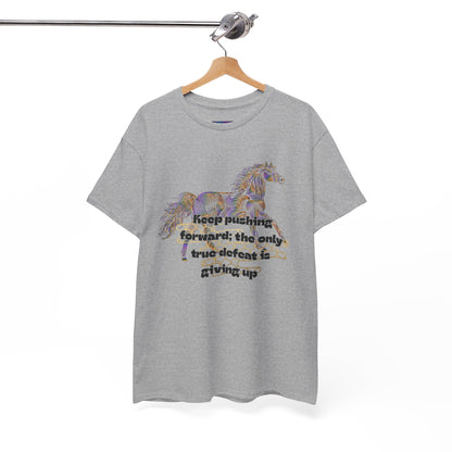 Unisex Heavy Cotton Tee Horse with a Quote Inspiring Success