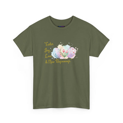 Unisex Heavy Cotton Tee - Easter, Joy, Love, & New Beginnings