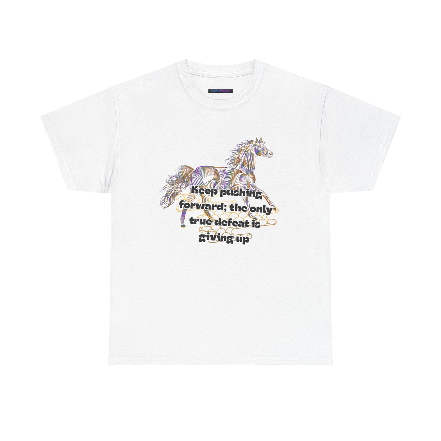 Unisex Heavy Cotton Tee Horse with a Quote Inspiring Success