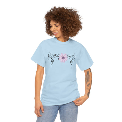 Unisex Heavy Cotton Tee - Doves with Flower
