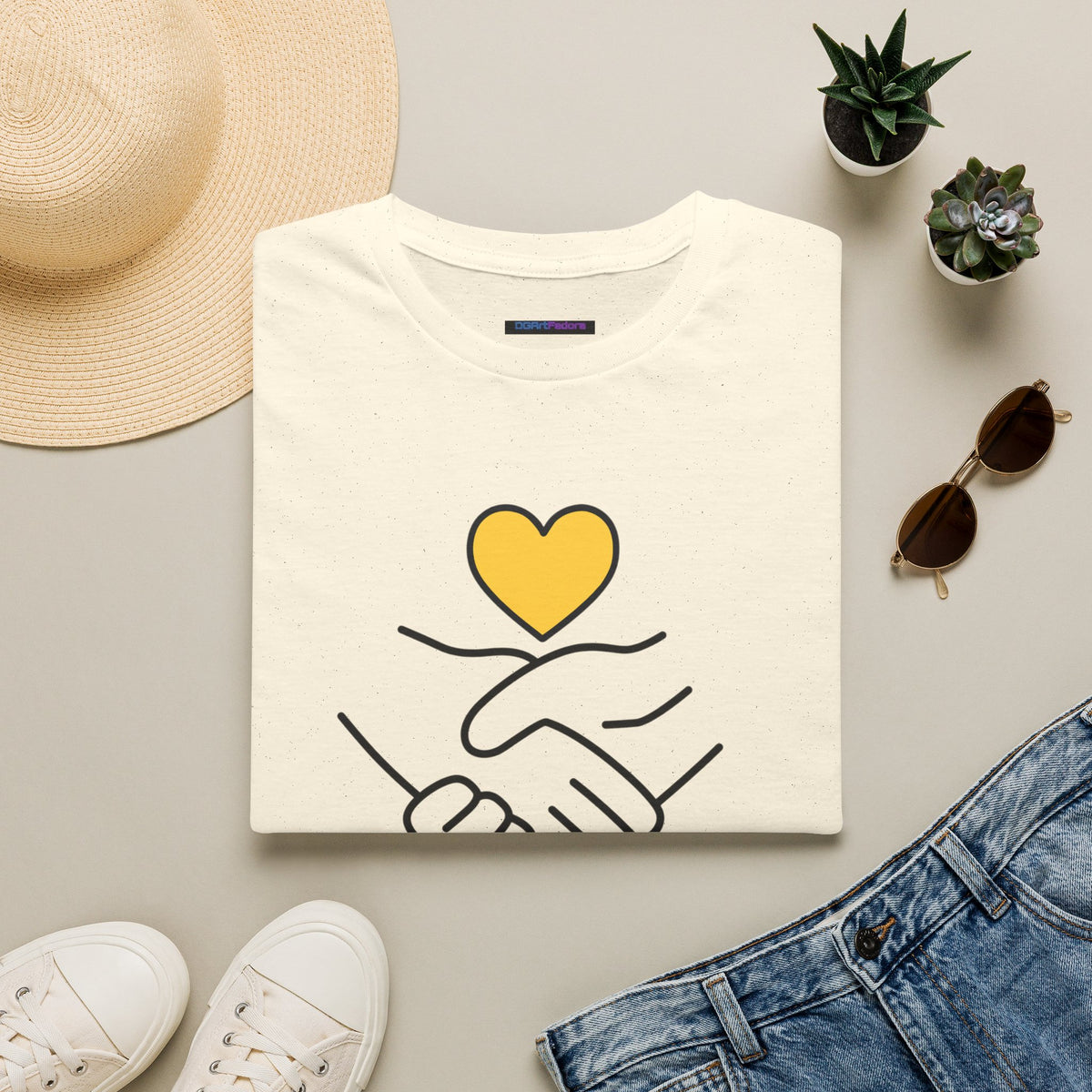 Unisex Softstyle T-Shirt Clasped Hands with Heart