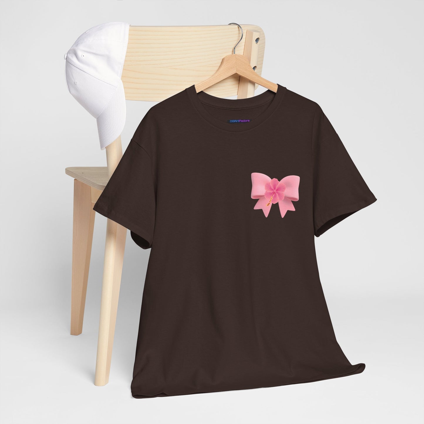 Cute Pink Bow with Flower Accent - Heavy Cotton Tee