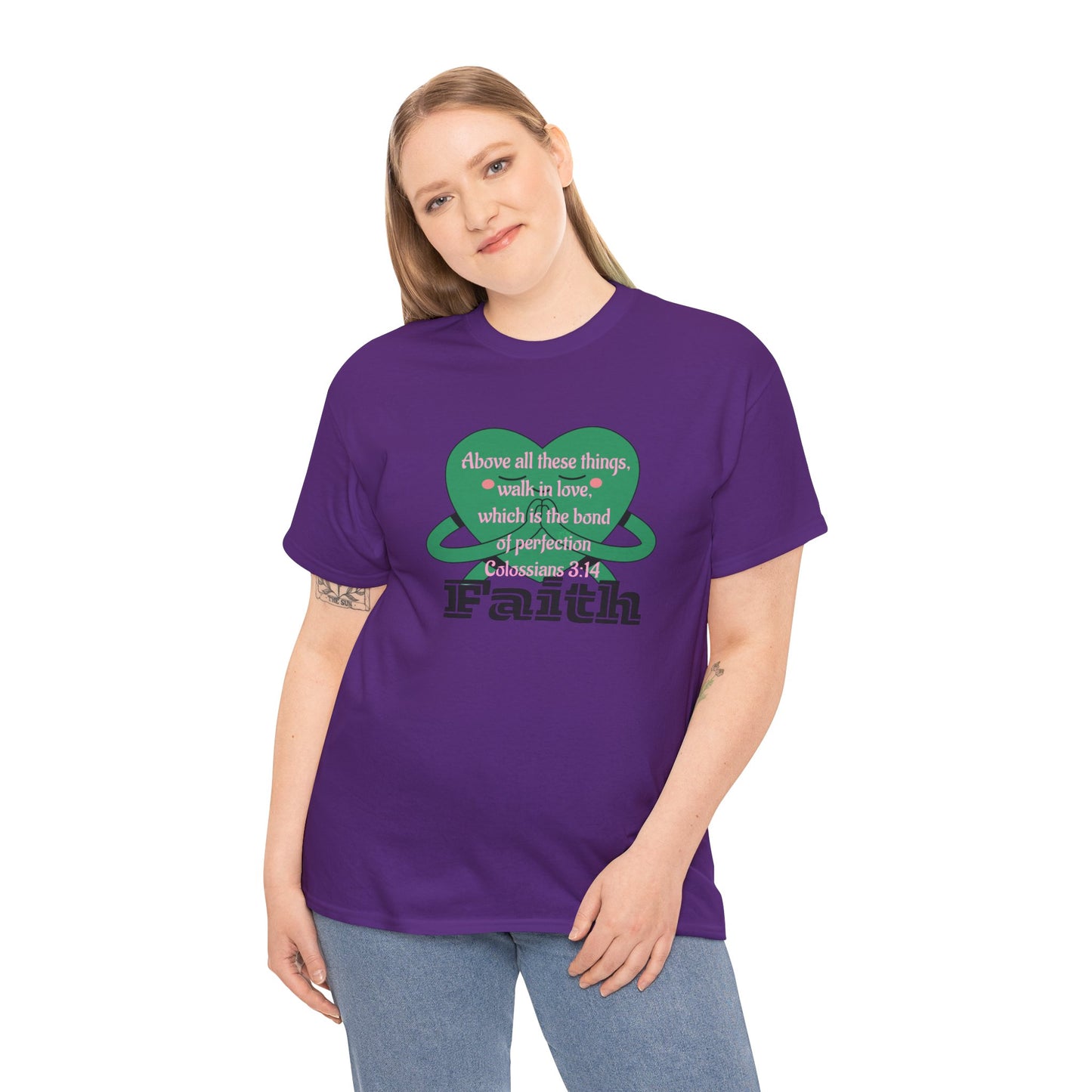 Unisex Heavy Cotton Tee -Faith, Colossians 3:14