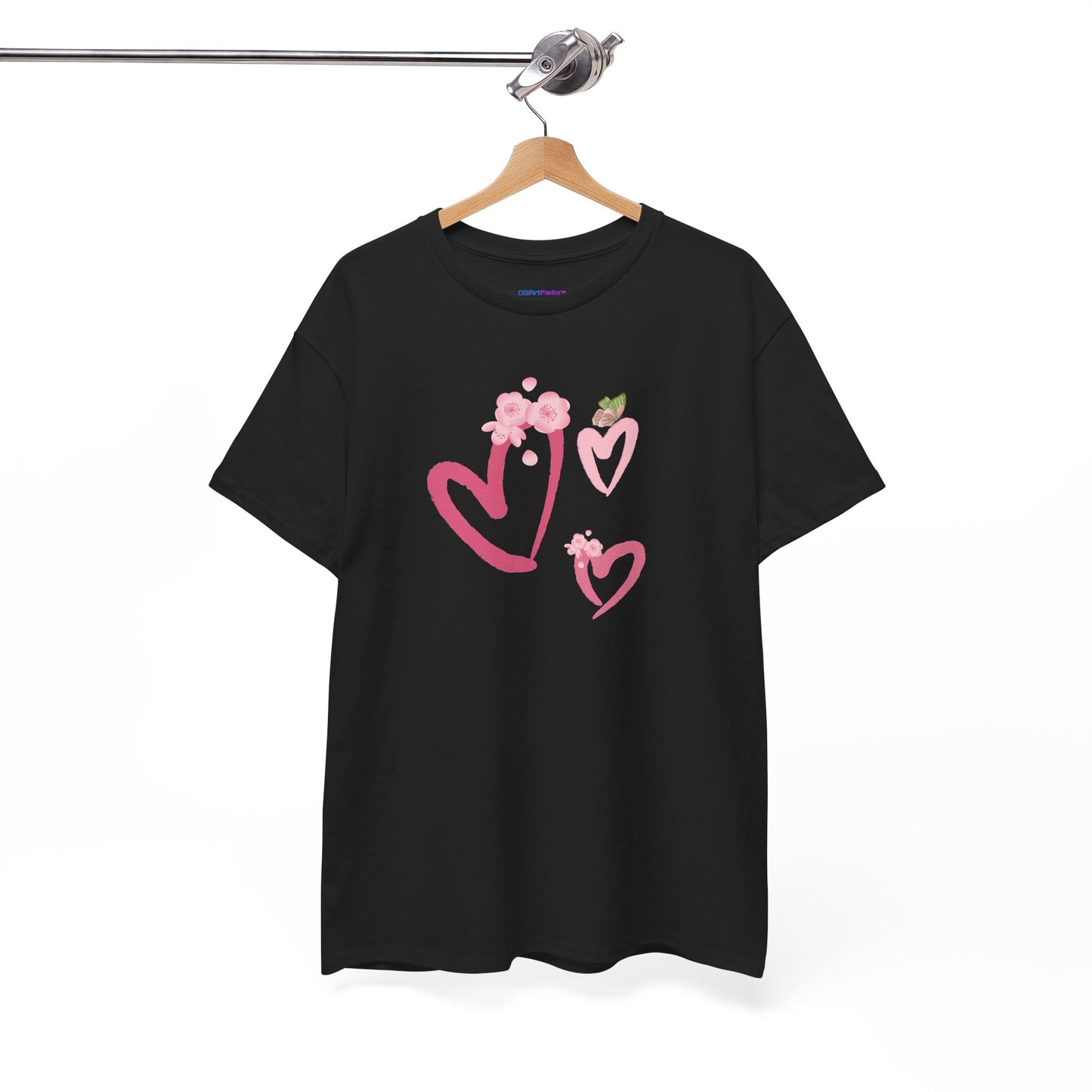 Unisex Heavy Cotton Tee Hearts Adorned