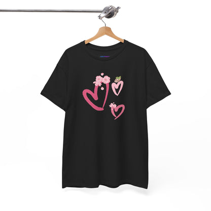 Unisex Heavy Cotton Tee Hearts Adorned