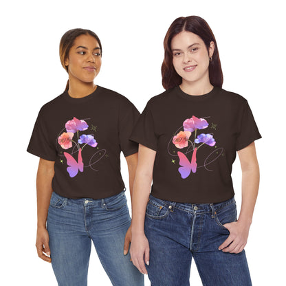 Dreamy Watercolor Flowers & Butterfly - Heavy Cotton Tee