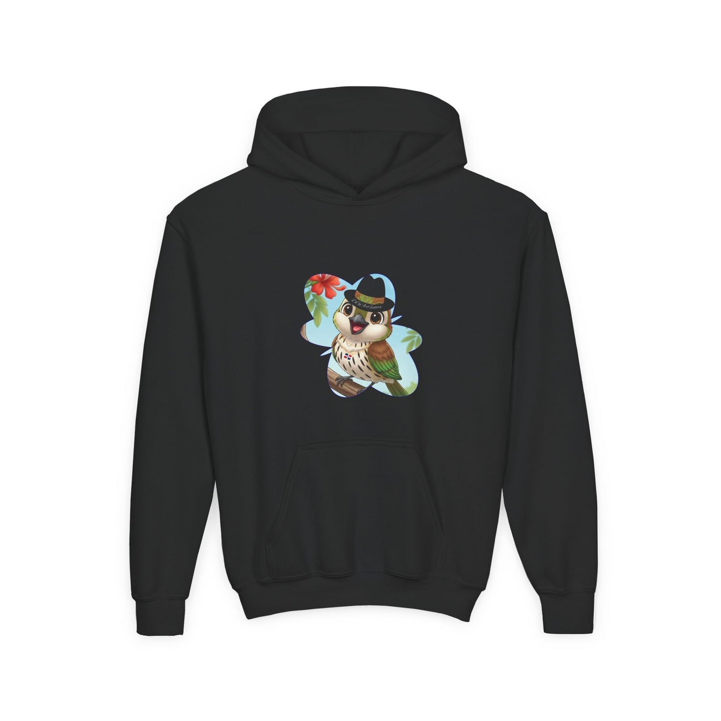 Youth Heavy Blend Hooded Sweatshirt Cigüita the Palmchat