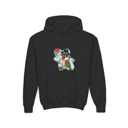 Youth Heavy Blend Hooded Sweatshirt Cigüita the Palmchat