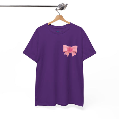 Cute Pink Bow with Flower Accent - Heavy Cotton Tee