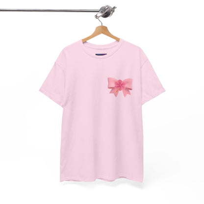 Cute Pink Bow with Flower Accent - Heavy Cotton Tee