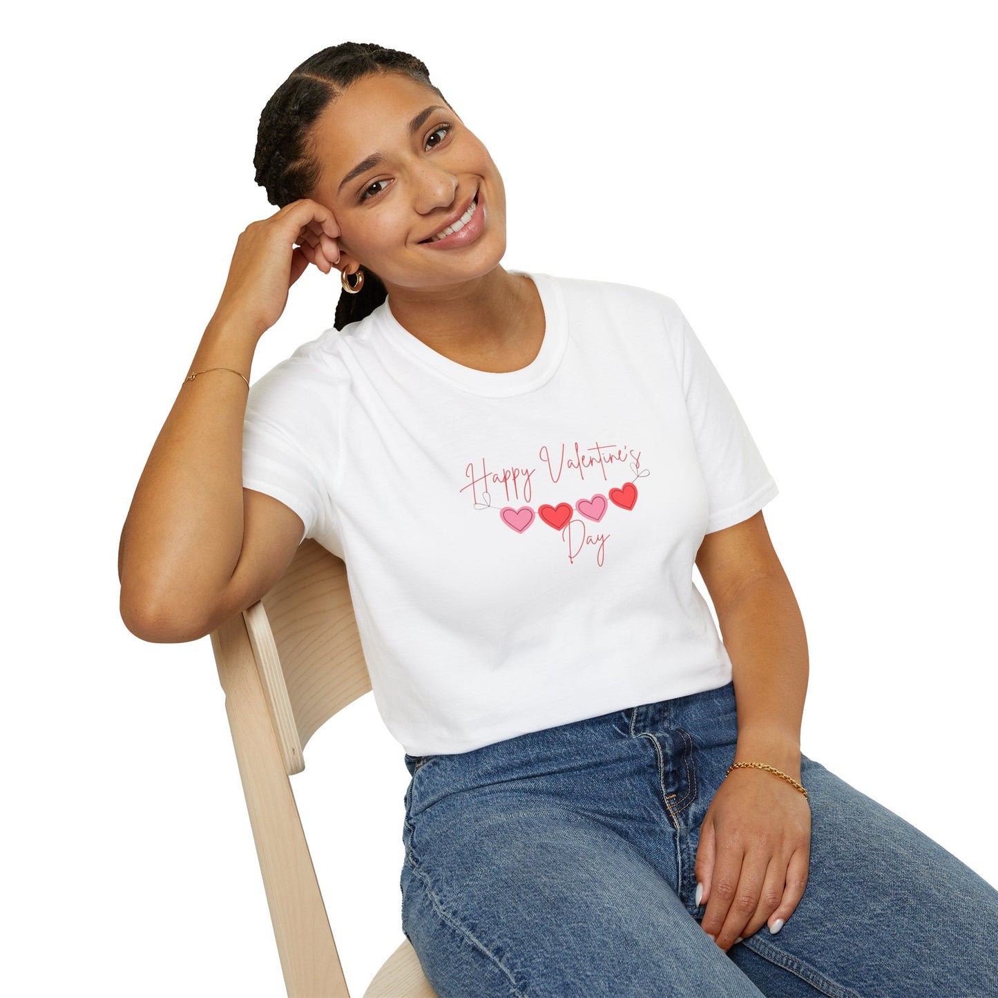 Unisex Softstyle T-Shirt Happy Valentine's Day Four Hearts