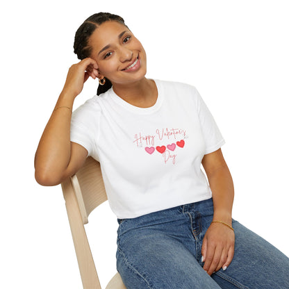 Unisex Softstyle T-Shirt Happy Valentine's Day Four Hearts