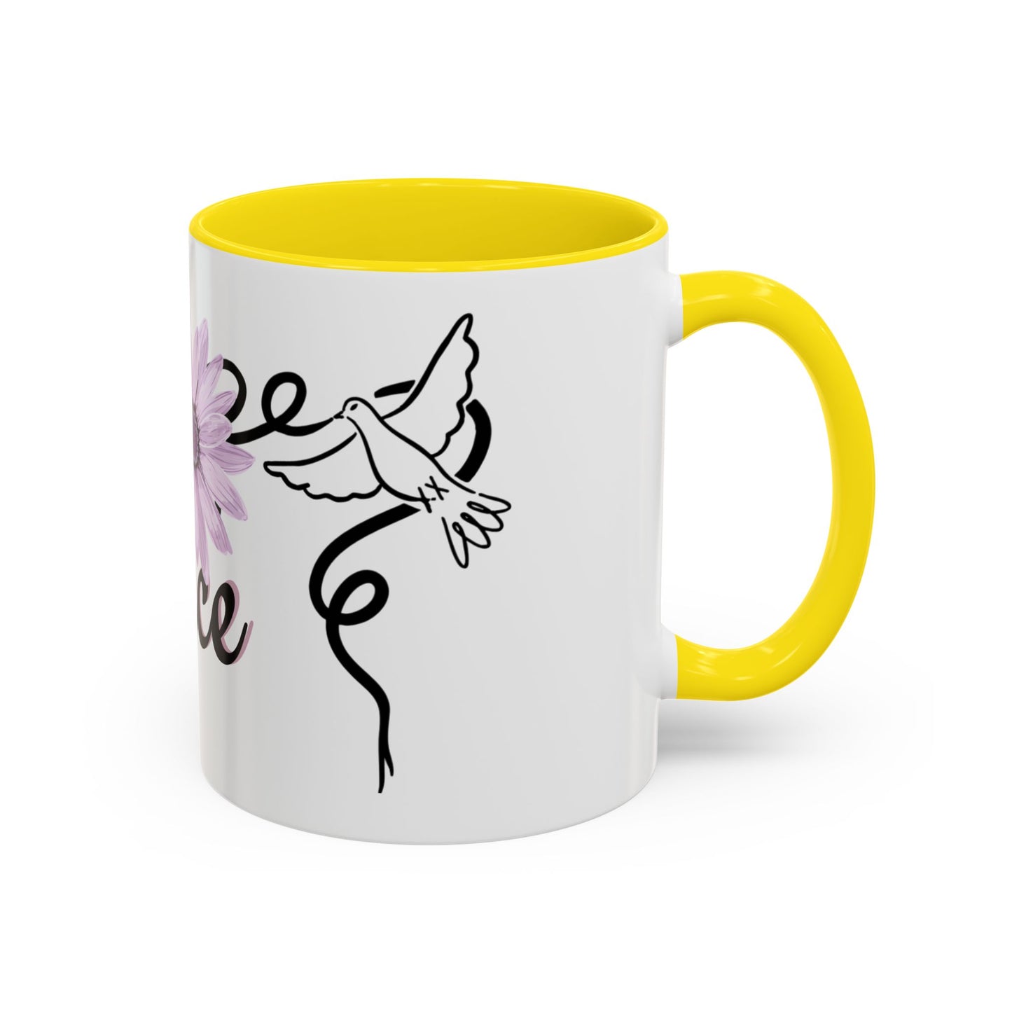 Accent Coffee Mug - Doves with Flower & Peace