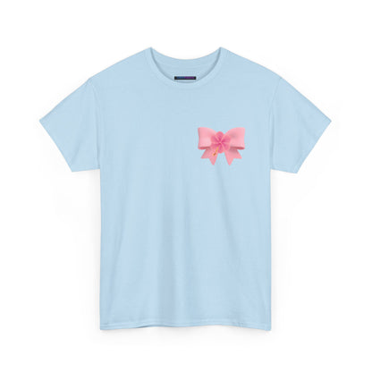 Cute Pink Bow with Flower Accent - Heavy Cotton Tee