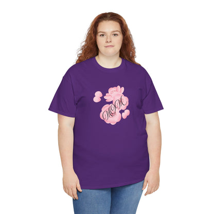 Stylish Mom Lettering with Pink Flowers - Heavy Cotton Tee
