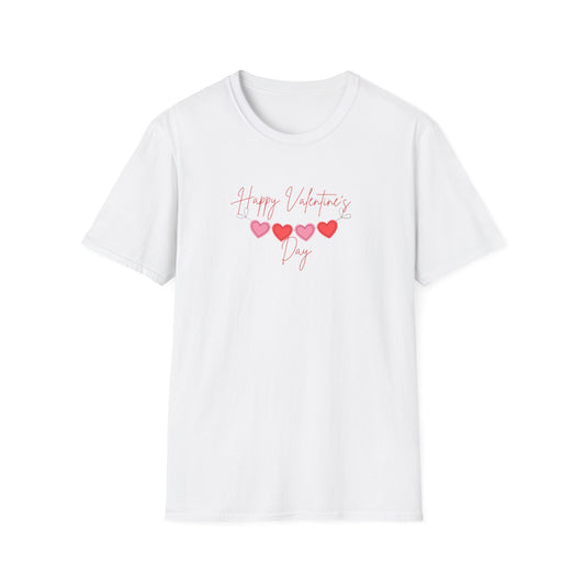 Unisex Softstyle T-Shirt Happy Valentine's Day Four Hearts