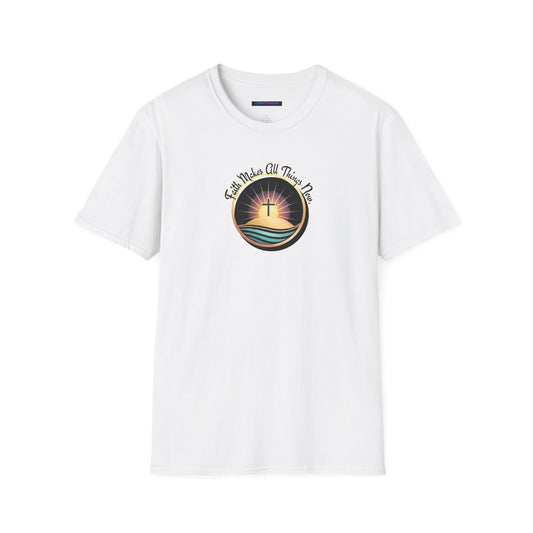 Unisex Softstyle T-Shirt - Shining Cross, Faith Makes All Things New