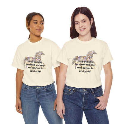 Unisex Heavy Cotton Tee Horse with a Quote Inspiring Success
