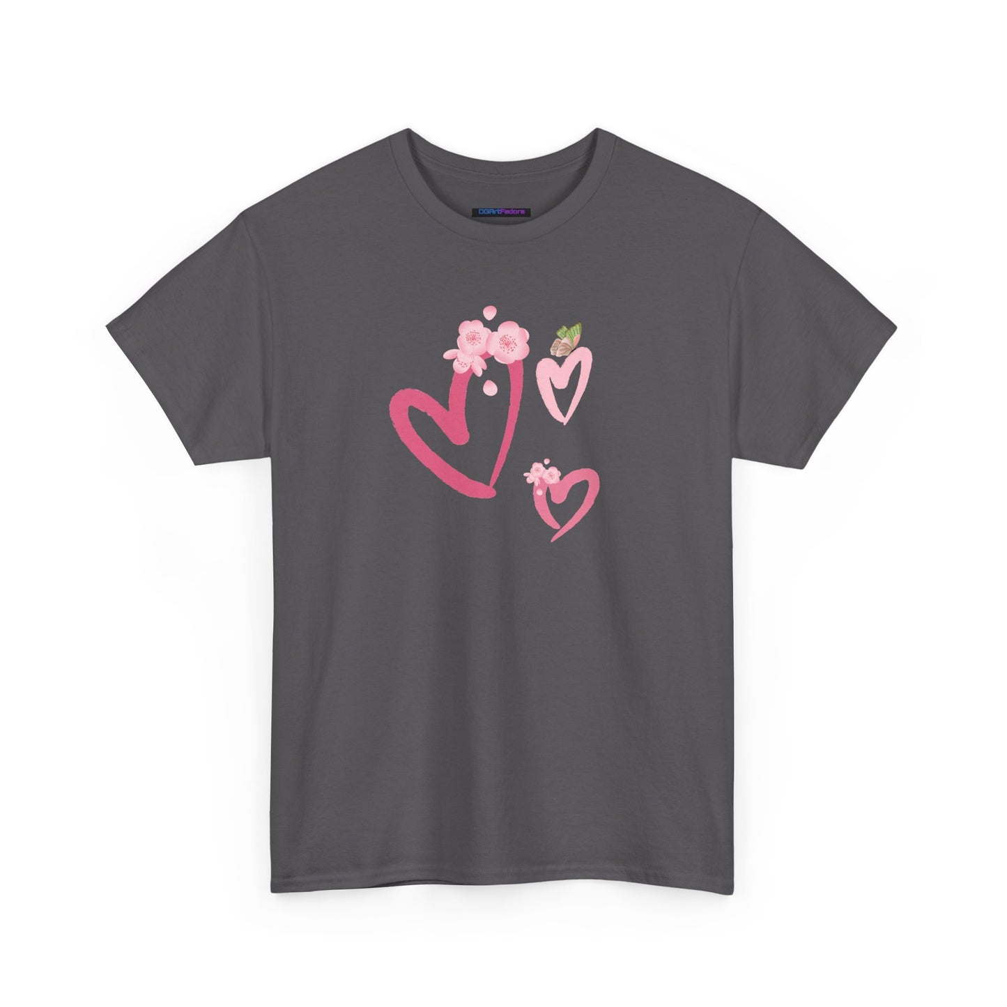 Unisex Heavy Cotton Tee Hearts Adorned