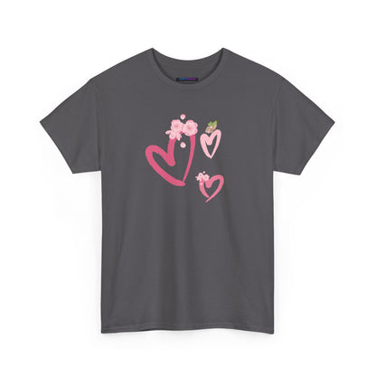 Unisex Heavy Cotton Tee Hearts Adorned