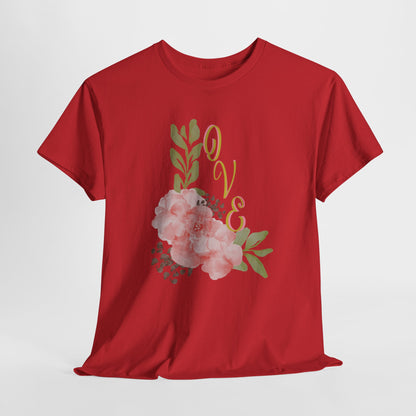 Floral “Love” Design - Unisex Heavy Cotton Tee