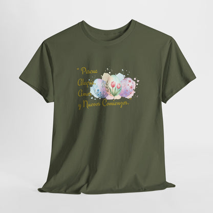 Unisex Heavy Cotton Tee - Easter, Joy, Love, & New Beginnings (Spanish Version)