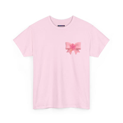 Cute Pink Bow with Flower Accent - Heavy Cotton Tee