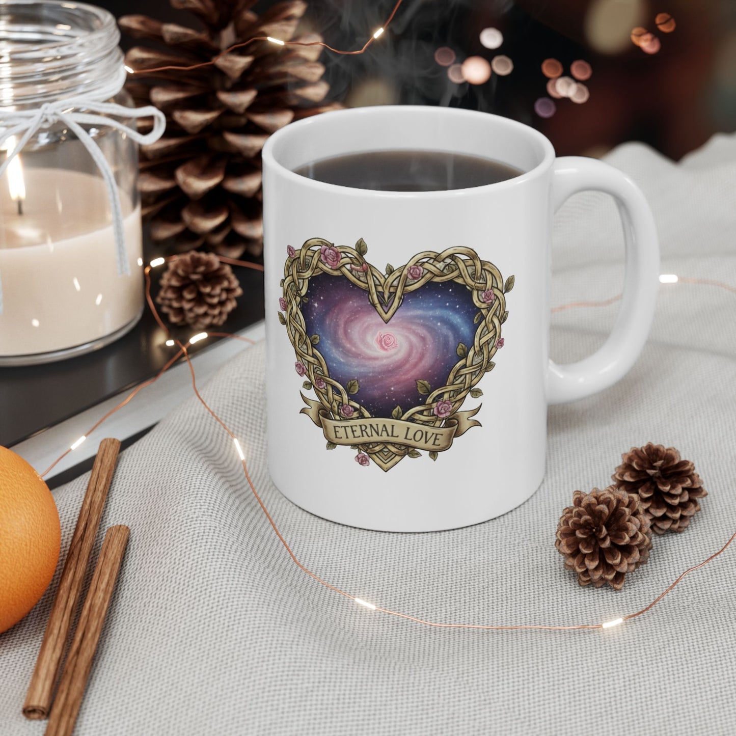 Ceramic Mug, (11oz, 15oz) Infinity Heart on Both Sides