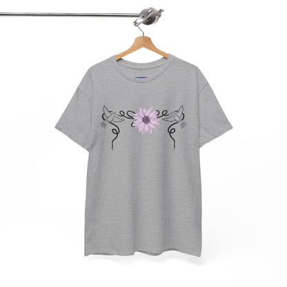 Unisex Heavy Cotton Tee - Doves with Flower