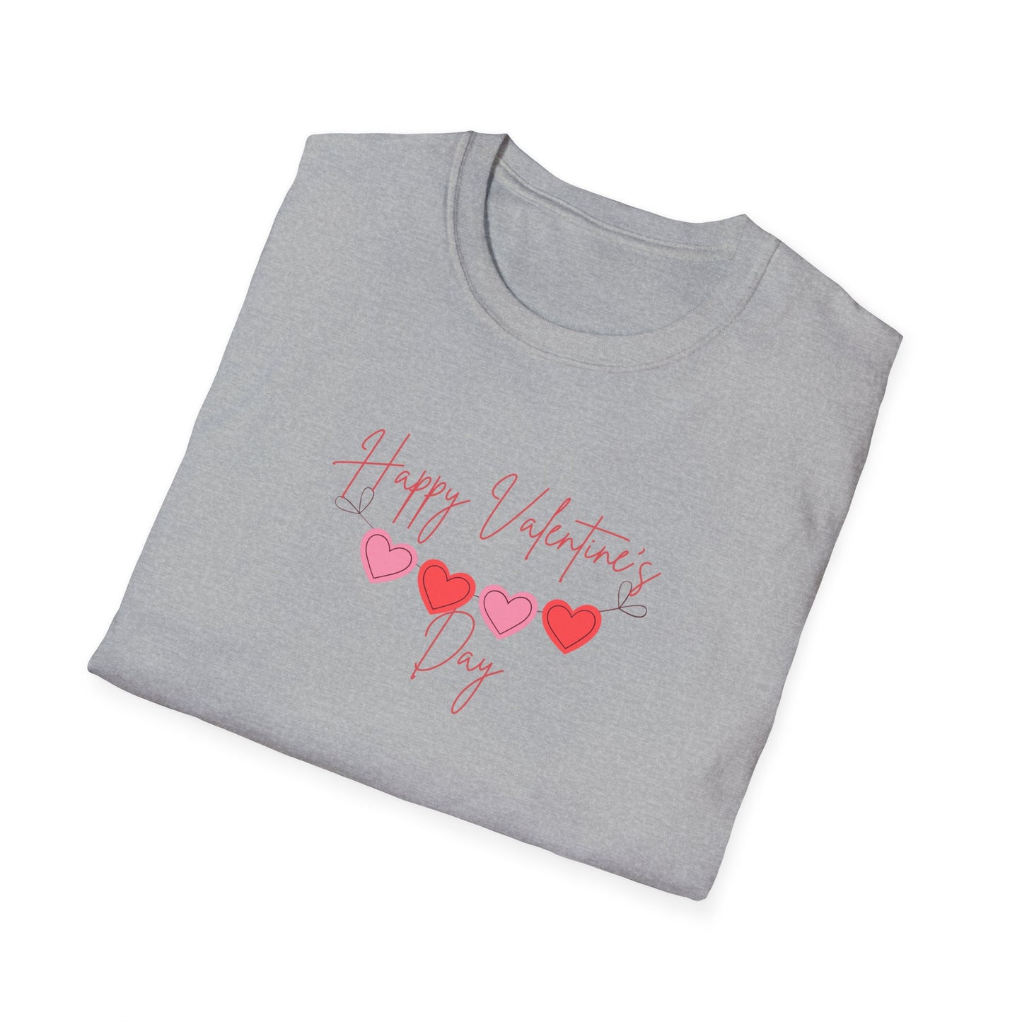Unisex Softstyle T-Shirt Happy Valentine's Day Four Hearts