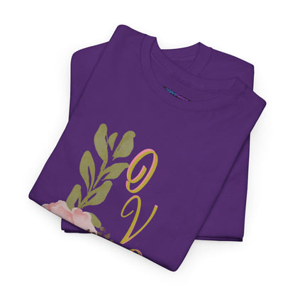 Floral “Love” Design - Unisex Heavy Cotton Tee